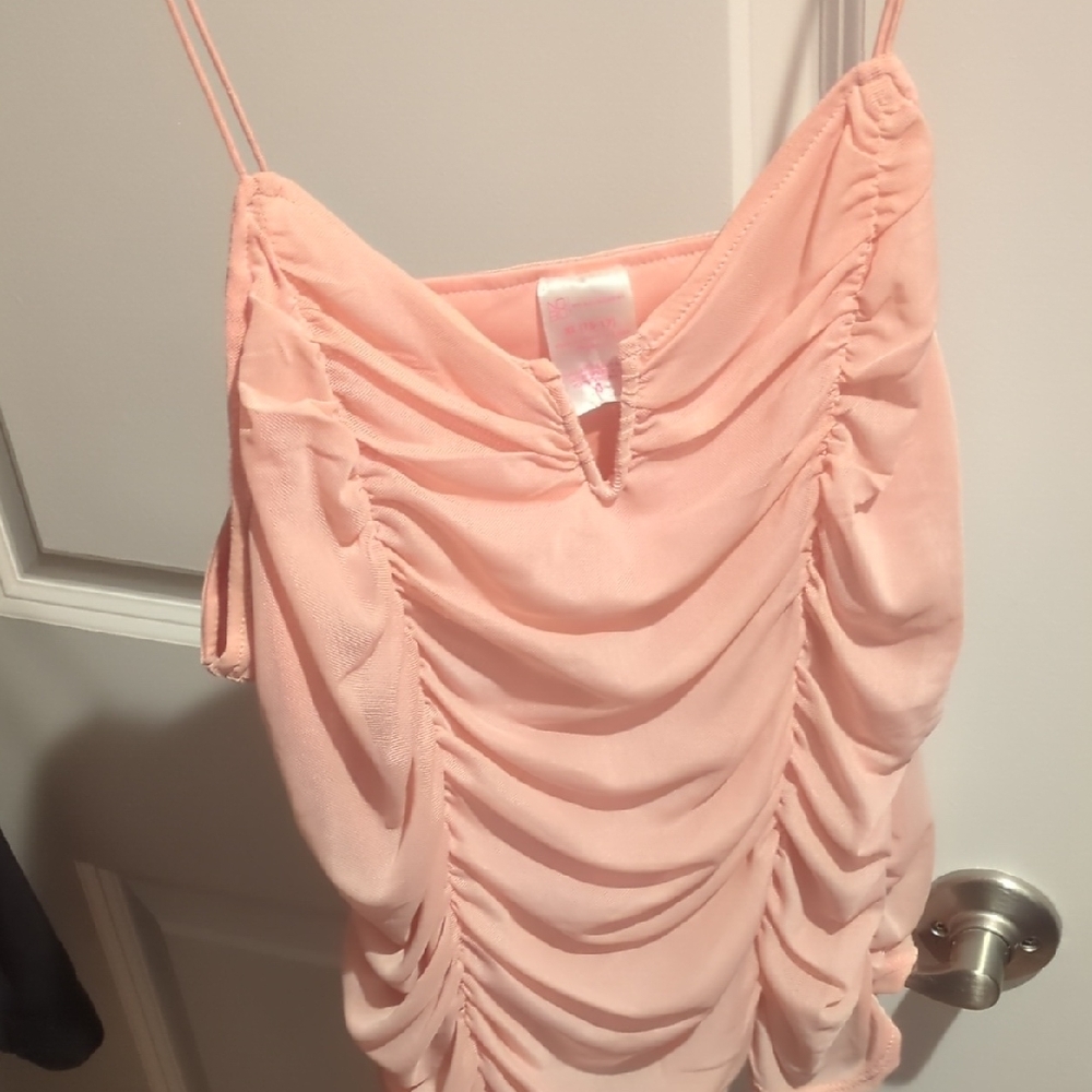 No Boundaries Light Pink Ruched Top
